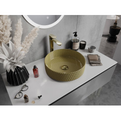 Mexen Aura  sticla  Lavoar pe blat  39 x 39 cm, auriu - 24013950