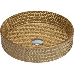 Mexen Aura  sticla  Lavoar pe blat  39 x 39 cm, auriu - 24013950 Lavoar pe blat fara gaura beterie 467680 Mexen