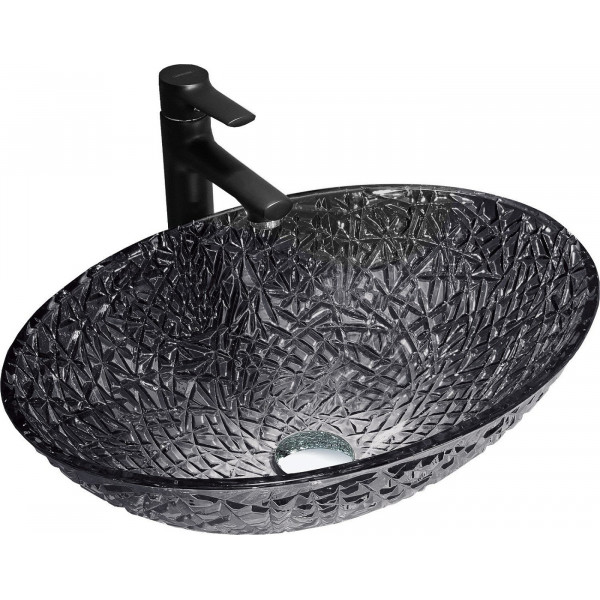 Mexen Goa  sticla  Lavoar pe blat  50 x 36 cm,  negru - 24085070