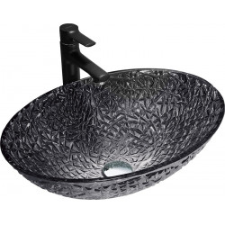 Mexen Goa  sticla  Lavoar pe blat  50 x 36 cm,  negru - 24085070 Lavoar pe blat fara gaura beterie 467680 Mexen