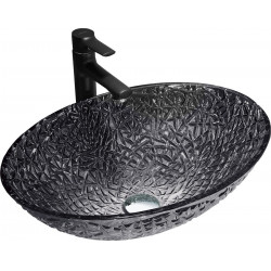 Mexen Goa  sticla  Lavoar pe blat  50 x 36 cm,  negru - 24085070 Lavoar pe blat fara gaura beterie 467680 Mexen