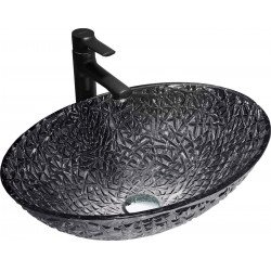 Mexen Goa  sticla  Lavoar pe blat  50 x 36 cm,  negru - 24085070 Lavoar pe blat fara gaura beterie 467680 Mexen