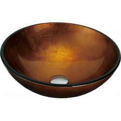 Mexen Mira  sticla  Lavoar pe blat  42 x 42 cm, auriu - 24124250 Lavoar pe blat fara gaura beterie 467680 Mexen