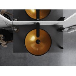 Mexen Mira  sticla  Lavoar pe blat  42 x 42 cm, auriu - 24124250 Lavoar pe blat fara gaura beterie 467680 Mexen