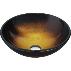 Mexen Mira  sticla  Lavoar pe blat  42 x 42 cm, auriu - 24124251 Lavoar pe blat fara gaura beterie 467680 Mexen