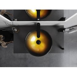 Mexen Mira  sticla  Lavoar pe blat  42 x 42 cm, auriu - 24124251 Lavoar pe blat fara gaura beterie 467680 Mexen