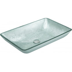 Mexen Megan  sticla  Lavoar pe blat  56 x 36 cm, argintiu  - 24135611 Lavoar pe blat fara gaura beterie 467680 Mexen