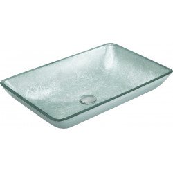Mexen Megan  sticla  Lavoar pe blat  56 x 36 cm, argintiu  - 24135611 Lavoar pe blat fara gaura beterie 467680 Mexen