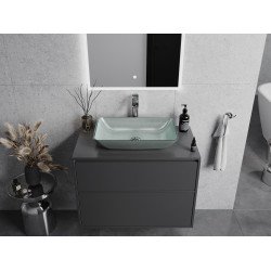 Mexen Megan  sticla  Lavoar pe blat  56 x 36 cm, argintiu  - 24135611