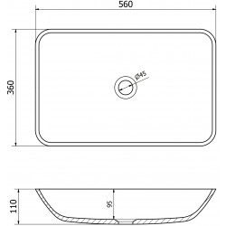 Mexen Megan  sticla  Lavoar pe blat  56 x 36 cm, auriu - 24135651