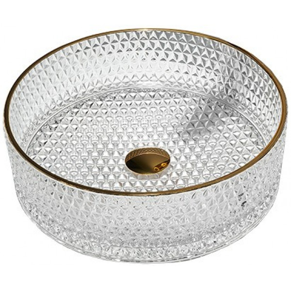 Mexen Aura  sticla  Lavoar pe blat  39 x 39 cm, transparent/auriu  - 24013905