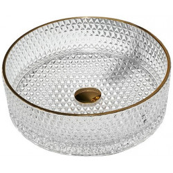 Mexen Aura  sticla  Lavoar pe blat  39 x 39 cm, transparent/auriu  - 24013905 Lavoar pe blat fara gaura beterie 467680 Mexen