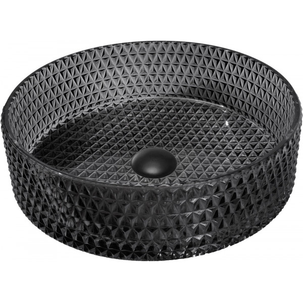 Mexen Aura  sticla  Lavoar pe blat  39 x 39 cm,  negru - 24013970