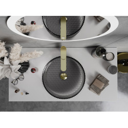 Mexen Aura  sticla  Lavoar pe blat  39 x 39 cm,  negru - 24013970