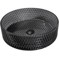 Mexen Aura  sticla  Lavoar pe blat  39 x 39 cm,  negru - 24013970 Lavoar pe blat fara gaura beterie 467680 Mexen