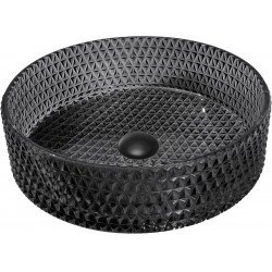 Mexen Aura  sticla  Lavoar pe blat  39 x 39 cm,  negru - 24013970 Lavoar pe blat fara gaura beterie 467680 Mexen