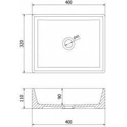 Mexen Goya  Lavoar pe blat  40 x 32 cm,  negru mat - 22184085