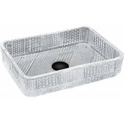 Mexen Akra  sticla  Lavoar pe blat  46 x 33 cm, transparent - 24024600 Lavoar pe blat fara gaura beterie 467680 Mexen