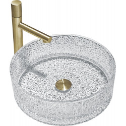 Mexen Dema  sticla  Lavoar pe blat  39 x 39 cm, transparent - 24043900 Lavoar pe blat fara gaura beterie 467680 Mexen