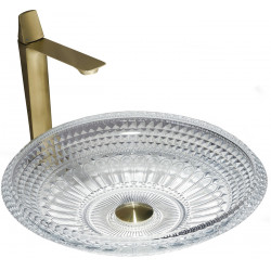 Mexen Heba  sticla  Lavoar pe blat  45 x 45 cm, transparent - 24064500 Lavoar pe blat fara gaura beterie 467680 Mexen