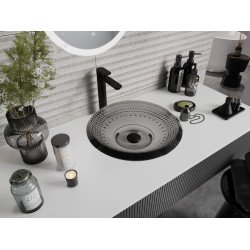 Mexen Heba  sticla  Lavoar pe blat  45 x 45 cm,  negru - 24064570