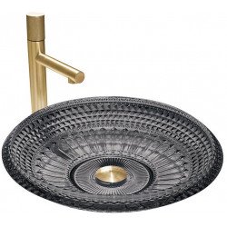 Mexen Heba  sticla  Lavoar pe blat  45 x 45 cm,  negru - 24064570 Lavoar pe blat fara gaura beterie 467680 Mexen