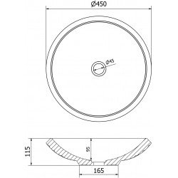 Mexen Heba  sticla  Lavoar pe blat  45 x 45 cm,  negru - 24064570