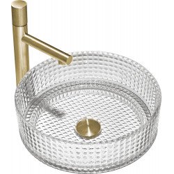 Mexen Lira  sticla  Lavoar pe blat  37 x 37 cm, transparent - 24053700 Lavoar pe blat fara gaura beterie 467680 Mexen