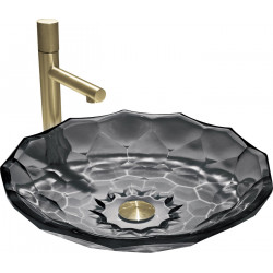 Mexen Inga  sticla  Lavoar pe blat  44 x 44 cm,  negru - 24074470 Lavoar pe blat fara gaura beterie 467680 Mexen