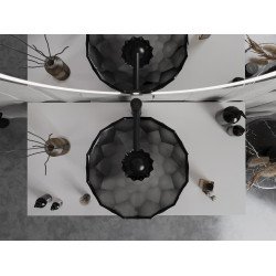 Mexen Inga  sticla  Lavoar pe blat  44 x 44 cm,  negru - 24074470