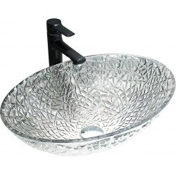 Mexen Goa  sticla  Lavoar pe blat  50 x 36 cm, transparent - 24085000 Lavoar pe blat fara gaura beterie 467680 Mexen