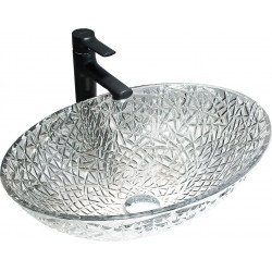 Mexen Goa  sticla  Lavoar pe blat  50 x 36 cm, transparent - 24085000 Lavoar pe blat fara gaura beterie 467680 Mexen