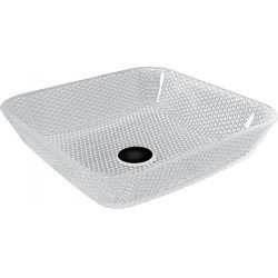 Mexen Mika  sticla  Lavoar pe blat  40 x 40 cm, transparent - 24104000 Lavoar pe blat fara gaura beterie 467680 Mexen