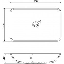 Mexen Megan  sticla  Lavoar pe blat  56 x 36 cm, auriu - 24135650