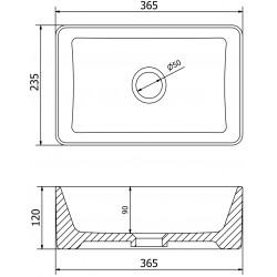 Mexen Nadia  Lavoar pe blat  36 x 23 cm,  gri   mat - 21613661