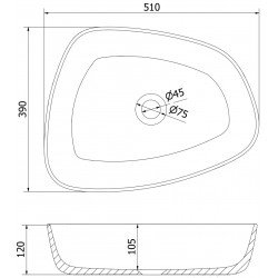 Mexen Ono  Lavoar pe blat  kompozit 51 x 39 cm,  alb - 23045101