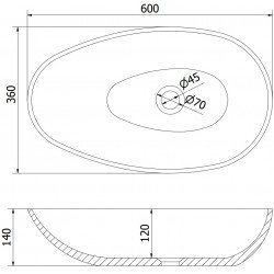 Mexen Nora  Lavoar pe blat  kompozit 60 x 36 cm,  alb - 23056001