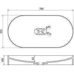 Mexen Sofia  Lavoar pe blat  kompozit 70 x 35 cm,  alb - 23067001