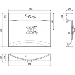 Mexen Poli  Lavoar pe blat  kompozit 1/O 60 x 48 cm,  alb - 23026001