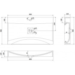 Mexen Poli  Lavoar pe blat  kompozit 1/O 80 x 48 cm,  alb - 23028001