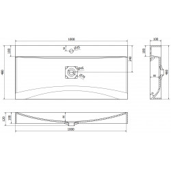 Mexen Poli  Lavoar pe blat  kompozit 1/O 100 x 48 cm,  alb - 23021001