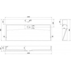 Mexen Ava  Lavoar pe blat  kompozit 1/O 100 x 46 cm,  alb - 23011001