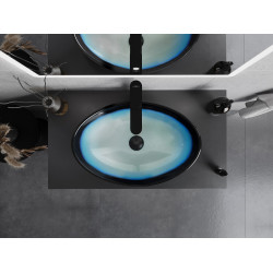 Mexen Sonia  sticla  Lavoar pe blat  54 x 37 cm, albastru  - 24145447