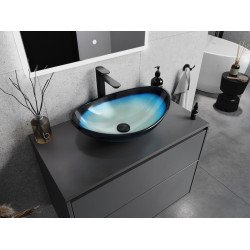 Mexen Sonia  sticla  Lavoar pe blat  54 x 37 cm, albastru  - 24145447