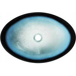 Mexen Sonia  sticla  Lavoar pe blat  54 x 37 cm, albastru  - 24145447