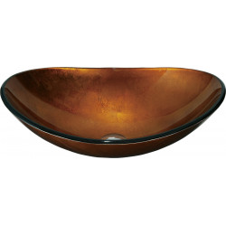 Mexen Sonia  sticla  Lavoar pe blat  54 x 37 cm, auriu - 24145450 Lavoar pe blat fara gaura beterie 467680 Mexen