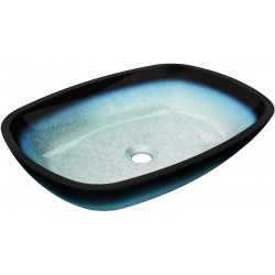 Mexen Araks  sticla  Lavoar pe blat  54 x 39 cm, albastru  - 24155447 Lavoar pe blat fara gaura beterie 467680 Mexen