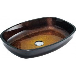 Mexen Araks  sticla  Lavoar pe blat  54 x 39 cm, auriu - 24155451 Lavoar pe blat fara gaura beterie 467680 Mexen