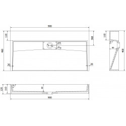 Mexen Ava  Lavoar pe blat  kompozit B/O 90 x 46 cm,  alb - 23019000