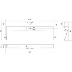 Mexen Ava  Lavoar pe blat  kompozit 1/O 120 x 46 cm,  negru - 23011271